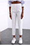 Women's White Flat Front High Waist Zr Model Fabric Trousers - 5