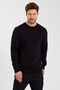Men's Slim Fit Crew Neck Plain Unprinted 3 Thread Sweatshirt Black - 2