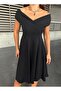 Boat Neck Midi Length Black Dress 583259 - 6