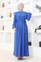 Indigo Hijab Dress - Cloak Collar and Belted BRC1125 - 5