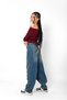 Madonna Collar Knitwear Burgundy Bodysuit with Fold Shoulder - 2
