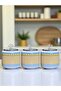 Spice Jar Set of 3 Oval Large Size Coffee Corner Set 1400 ml (Tea, Coffee, Sugar) Geometric Clover Silver