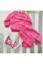 Girl's Pink Fleece Tracksuit Warm Plush Set Winter Cute Patterned 2-Piece Set - 4