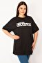 Women's Large Size Black Digital Printed Cotton Fabric Blouse 65n33273