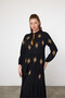 Women's Black Embroidered Maxi Length Woven Viscose Dress - 7