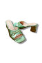 Genuine Leather Gold Buckle Thick Heeled Slippers - 4