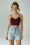 Scuba Fabric Gatherer Front Back V Neck String Strap Sports Crop Top Sports Bras - 2