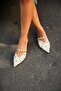 Women's Loja White Gold Troped Flat Sole Slippers Pointed Toe - 3