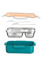 Aurora 2-Compartment Stainless Steel Leak-Proof Food Container - Food Transport and Storage Box Turquoise - 4