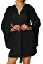 Women's White Satin Belted Short Robe Kimono – Wide Sleeves, Elegant and Stylish - 2