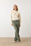 Cream Soft Bearded Yarn Balloon Sleeve Buttoned Knit Cardigan - 4