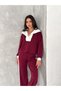 Women's Tracksuit Set, Shawl Collar, Modal Fabric, Side Stripe Detail, Elastic Waist, Lace-Up - 6