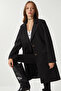 Double-Breasted Collar Buttoned Cashmere Coat Black Lto0020 - 4