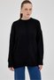 Black Oversize Crew Neck Women's Sweater 2345