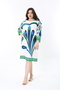 Women's Plus Size Blue Bicycle Collar Capri Sleeve Print Dress 65N38834 - 4