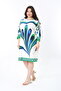 Women's Plus Size Blue Bicycle Collar Capri Sleeve Print Dress 65N38834 - 7