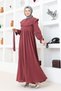 Dried Rose BRC1125 - Hijab Dress with Cape Collar and Sash Detail - 3