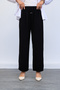 Women's Elastic Waist Casual Wide Leg Black Trousers - 3