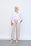 Elastic Waist Casual Loose Fit Beige Trousers - 2
