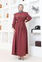 Dried Rose BRC1125 - Hijab Dress with Cape Collar and Sash Detail - 8