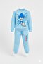 طقم بدلة رياضية للأولاد بأكمام طويلة ونمط سونيك باللون الأزرق - 3