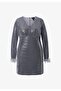 Women's Plus Size Gray V-Neck Sequin Evening Dress 65N39119 - 6