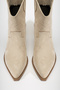 Taupe Stone Cream Skin Beige Matte Suede Western Cowboy Boots - 3