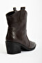 Bitter Brown Skin Matte Leather Western Cowboy Short Boots - 4