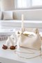 Cream Soft Modern Leather Stylish Twist Detailed Elegant Chain Strap Hand and Shoulder Bag L:14 W:22 W:8 cm - 4