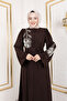 Daisy Patterned Beaded Embroidered Modest Ferace TSD240314 - 3