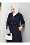 Striped Bondit Fabric Hijab Trench Coat Rc1205010 - 6