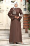 Daisy Patterned Beaded Embroidered Modest Ferace TSD240314 - 6