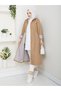 Striped Bondit Fabric Hijab Trench Coat Rc1205010 - 4