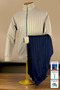 Beige Stand Collar Tracksuit Set Striped Vortex Fabric Straight Leg Zipper Pocket Men's - 3