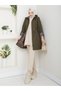 Leopard Printed Li Bondit Fabric Elastic Waist Hooded Hijab Trench Coat Rc905010