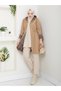 Leopard Printed Li Bondit Fabric Elastic Waist Hooded Hijab Trench Coat Rc905010