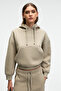 SELENE Women’s Hooded Pocketed Kangaroo Regular Fit Stone Sweatshirt - 2