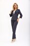 V-Neck Cropped Jacket & Slim-Fit Trousers - Smoked - 1016510