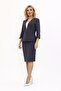 V-Neck Cropped Jacket & Plain Tight Skirt - Smoked - 1016540