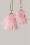 Pink Sparkly Fabric Cuff Ruffled Tulle Skirt Long Tulle Sleeves Girls Kids Baby Girl Dress - 5
