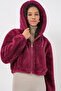 Lined Plush Coat - Plum - 3