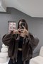 Luvren Trend Oversized Bomber Belted Leather Jacket - 4