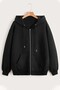 Unisex Black Zipper Hooded Sweatshirt