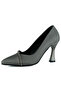Roland Anthracite Satin Stone Pointed Toe Thin Goblet Heeled Evening Dress Shoes - 7