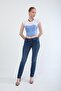 Women's Slim Fit Lycra Navy Blue Jean Trousers with Narrow Legs - 4
