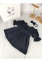 Black Ruffled Baby Girl Dress |   Stylish Model with Fisto Collar - 2