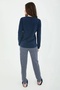 Striped Navy Blue Women's Long Sleeve Pajama Set - 5