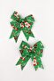 Green Santa Claus Patterned 2-Piece Girl's Bow Clip Buckle - 3