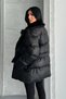 Alessi Black Long Fur Inside Premium Quality Waterproof Inflatable Women's Coat Suitable for Hijab - 4