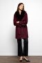 Shawl Collar Fur Waist Tied Coat Murdum 3093 - 5